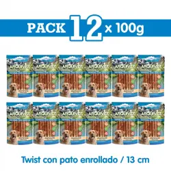 Twist con pato enrollado - 13cm - 100gr Snack para perros, Unidades 12 unidades