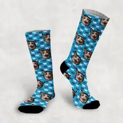 Calcetines personalizados Cat 2 mascotas color Azul