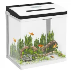 Acuario Pequeña 13l Pawhut Cristal Y Abs 29x20x30,5 Cm Blanco