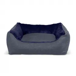 Cama Rectangular para Perros y Gatos GAUTY Denim y pelo (Azul - 50 x 40 cm)