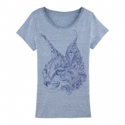 Camiseta Mujer Lince Mandala color Azul