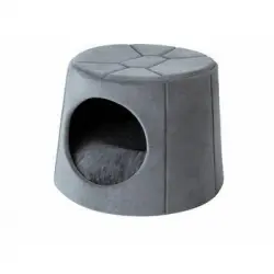 Caseta Y Cama Para Perro 2en1 Con Almohada Turtle R2 67x67x51 Gris