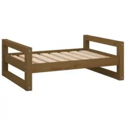 Cama Para Perros Madera Maciza Pino Marrón Miel 75,5x55,5x28 Cm Vidaxl