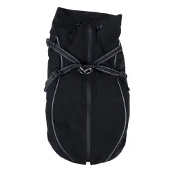 Abrigo con arnés TIAKI Arkon, negro para perros - aprox. 40 cm de largo de espalda