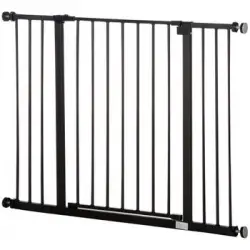 Barrera De Seguridad De Acero 76-107x76 Cm - Pawhut. Negro