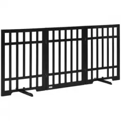 Barrera De Seguridad Para Perros De Pino 181x35x76 Cm-pawhut. Negro