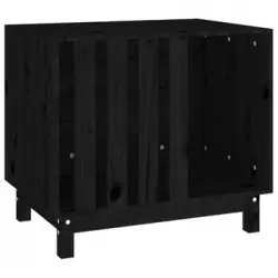 Caseta Para Perros Madera Maciza De Pino Negro 70x50x62 Cm Vidaxl