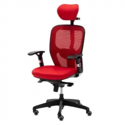 Euromof Boston Silla de Oficina Ergonómica con Cabecero Rojo