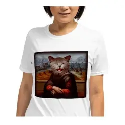 Mascochula camiseta mujer la gioconda personalizable con tu mascota blanco