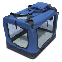 Transportin para perros plegable Yatek de entradas laterales y superiores con alta visibilidad, confort y seguridad para tu mascota de tamaño L ( 70 x 52 x 52 cm)