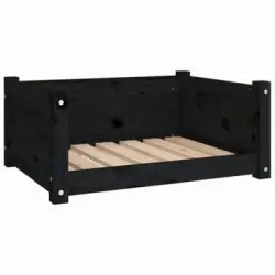 Cama Para Perros Madera Maciza De Pino Negro 65,5x50,5x28 Cm Vidaxl