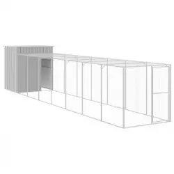 Gallinero Con Corral Acero Galvanizado Gris Claro 165x863x181cm Vidaxl