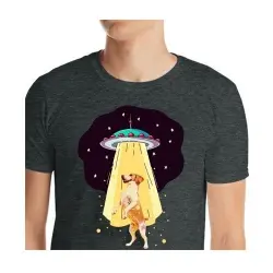 Mascochula camiseta hombre abduction personalizada con tu mascota gris oscuro