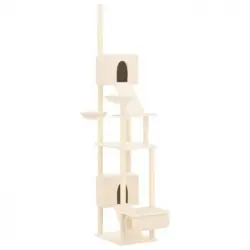 Árbol Rascador Para Gatos De Suelo A Techo Crema 277-303 Cm Vidaxl