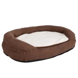 Cama ortopédica Memory ovalada para perros - 100 x 65 x 22 cm (L x An x Al), marrón