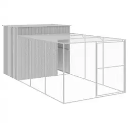 Caseta Perros Corral Acero Galvanizado Gris Claro 214x457x181cm Vidaxl