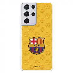 Funda del Barcelona Escudo Mes que un Club Fondo Amarillo Licencia Oficial FC Barcelona para Samsung Galaxy S21 Ultra