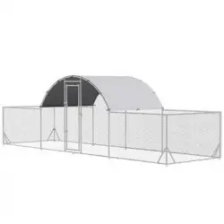 Gallinero Exterior De Acero Galvanizado Pe 6,6x1,9x1,95m-pawhut.plata