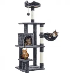 Árbol Rascador De Gatos Torre Escalador Con Nido Para 1-3 Gatos Gris