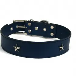 COLLAR DE PIEL AZUL MARINO CON  ESTRELLA