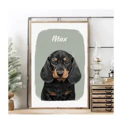 Mascochula max retrato realista personalizado en digital con tu mascota verde oliva