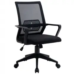 Vinsetto Silla de Oficina Transpirable con Reposabrazos Negra