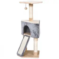 Árbol Rascador Para Gatos De Madera Felpa Sisal40x40x98cm-pawhut.gris