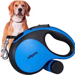 Edipets correa extensible con sistema de frenado azul para perros