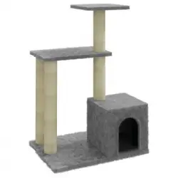 Rascador Para Gatos Con Postes De Sisal Gris Claro 71 Cm Vidaxl