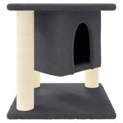 Rascador Para Gatos Con Postes De Sisal Gris Oscuro 37 Cm Vidaxl