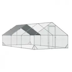 Gallinero De Exterior De Acero Galvanizado Pe 3x6x2 M- Pawhut. Plata