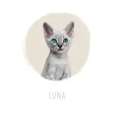 Mascochula luna retrato personalizado realista en lámina con tu mascota beige