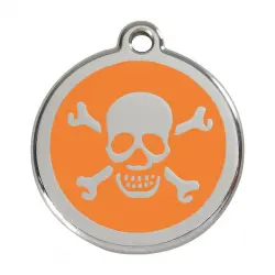 Placa identificativa Acero Inoxidable Esmalte Cruz Hueso Naranja para perros