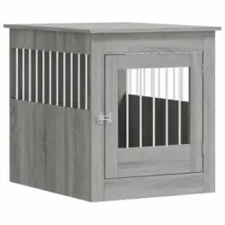 Jaula Para Perros Madera Ingeniería Gris Sonoma 64,5x80x71 Cm Vidaxl