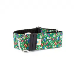 Pamppy galgo speedy collar regulable cómic mouth verde para perros