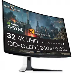 Dell Alienware AW3225QF 32" QD-OLED UltraHD 4K 240Hz 0.03ms Altura Ajustable G-SYNC Curva