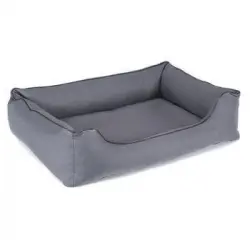 Cama Ortopédica Para Perros Valencia 80 X 60 Cm Color Beige Gris Claro Con Borde Negro