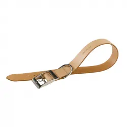 Collar Cuero Natural Beige para perros Ferplast, Tallas 37-45 Cms