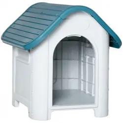 Caseta Para Perros Mini De Pp 59x75x66 Cm - Pawhut. Azul Y Gris