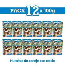 Huesitos de conejo con calcio - 100gr Snack para perros, Unidades 12 unidades