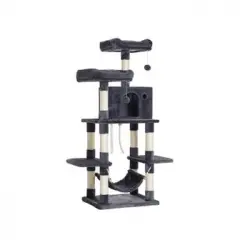 Árbol De Gatos Con Pompones Gris Ahumado