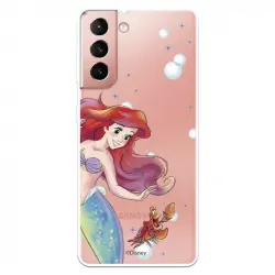 Funda Oficial de Disney Ariel y Sebastián Burbujas La Sirenita para Samsung Galaxy S21