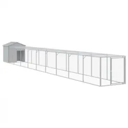 Gallinero Y Corral Acero Galvanizado Gris Claro 117x1017x123 Cm Vidaxl