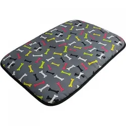 Cama para perros de tela con estampado de huesos color Gris