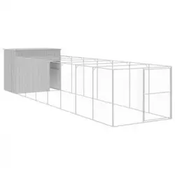 Caseta Perros Corral Acero Galvanizado Gris Claro 214x865x181cm Vidaxl