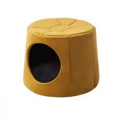 Caseta Y Cama Para Perro 2en1 Con Almohada Turtle R1 59x59x48 Amarillo