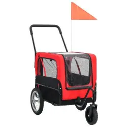 Remolque de bicicleta 2 en 1 para mascotas color Rojo