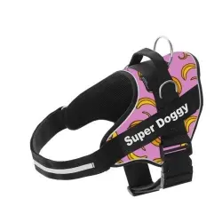 Arnés Super Doggy personalizado estampado bananas color Rosa