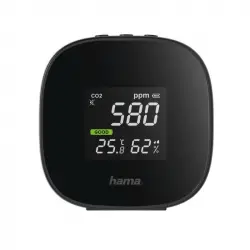 Hama Detector de la Calidad del Aire Medición de CO2/Humedad/Temperatura con Batería Recargable Negro