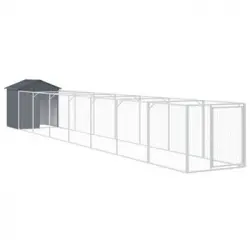 Caseta Perros Con Tejado Acero Galvanizado Gris 117x813x123 Cm Vidaxl